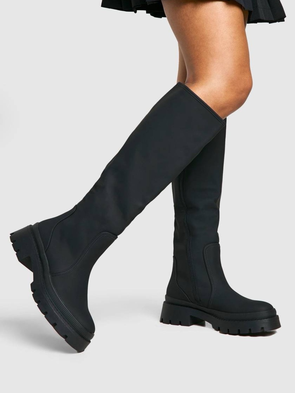 Over-The-Knee Black Chunky Sole Boots
